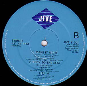 Lisa M - Rock To The Beat | Jive (JIVE T 201) - 4