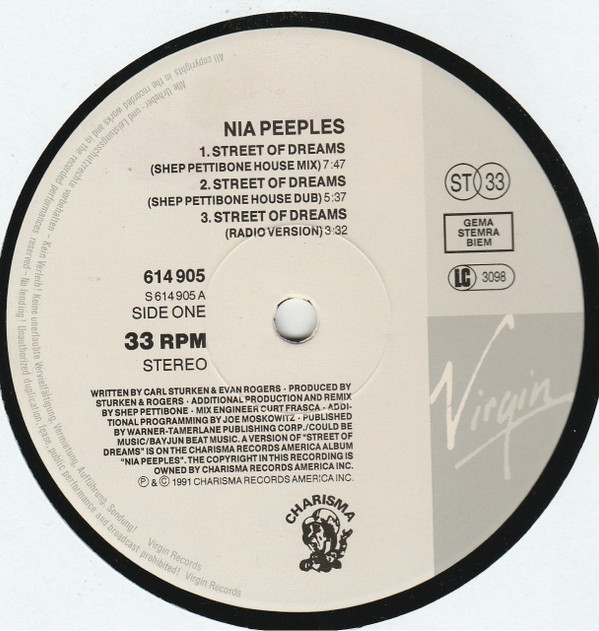Nia Peeples - Street Of Dreams | Virgin (614 905) - 2