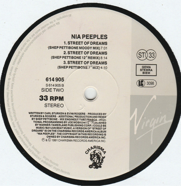 Nia Peeples - Street Of Dreams | Virgin (614 905) - 3