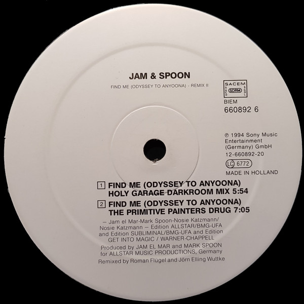 Jam & Spoon - Find Me (Odyssey To Anyoona) (Remix II) | JAM! (JAM 660892 6) - main Jam & Spoon - Find Me (Odyssey To Anyoona) (Remix II) | JAM! (JAM 660892 6) - main