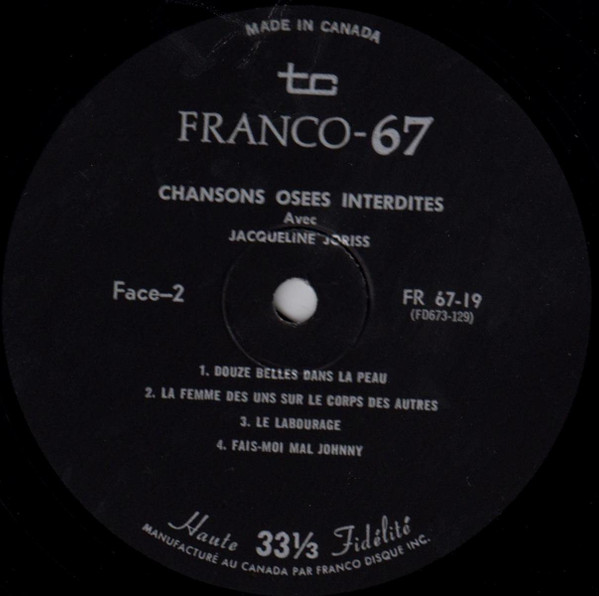Jacqueline Joriss - Chansons D'Amour Interdites | Franco-67 (FR.67-19) - 4