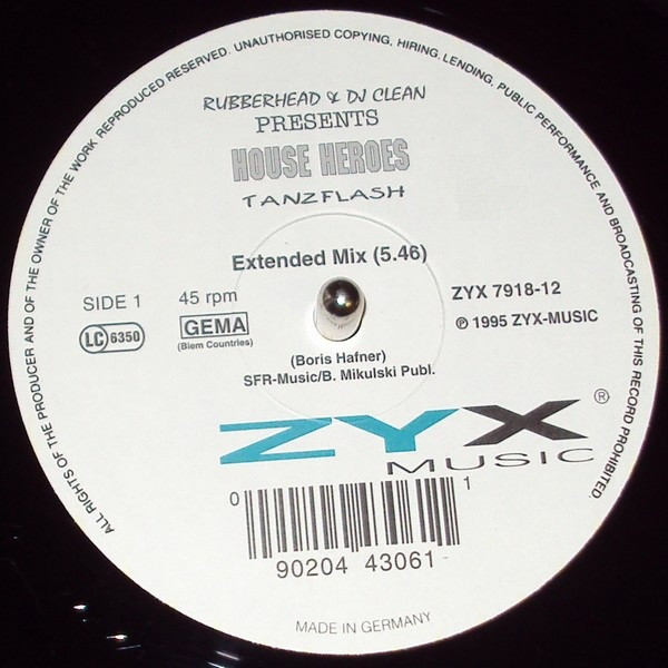 Rubberhead & DJ Clean Presents House Heroes - Tanzflash | ZYX Music (ZYX 7918-12)