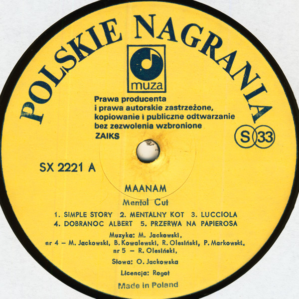 Maanam - Mental Cut | Polskie Nagrania Muza (SX 2221) - 4 Maanam - Mental Cut | Polskie Nagrania Muza (SX 2221) - 4