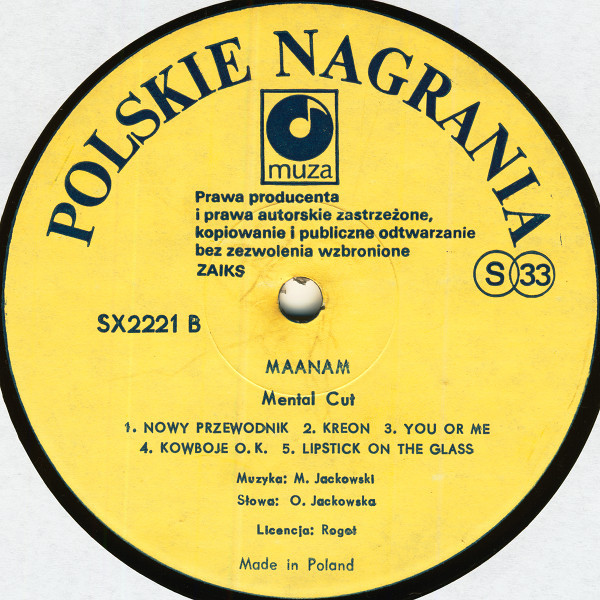 Maanam - Mental Cut | Polskie Nagrania Muza (SX 2221) - 5 Maanam - Mental Cut | Polskie Nagrania Muza (SX 2221) - 5