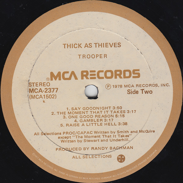 Trooper - Thick As Thieves | MCA Records (MCA-2377) - 4 Trooper - Thick As Thieves | MCA Records (MCA-2377) - 4