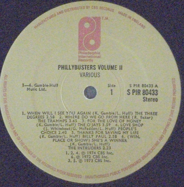 Various - Phillybusters Vol II | Philadelphia International Records (S PIR 80433) - 3