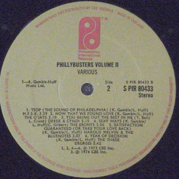 Various - Phillybusters Vol II | Philadelphia International Records (S PIR 80433) - 4