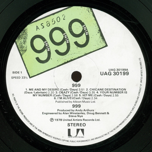 999 - 999 | United Artists Records (UAG 30199) - 3 999 - 999 | United Artists Records (UAG 30199) - 3