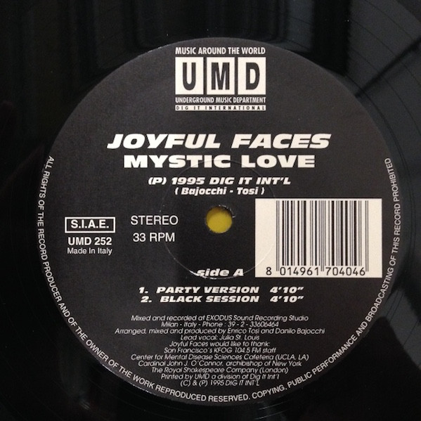 Joyful Faces - Mystic Love | Underground Music Department (UMD) (UMD 252) - 3 Joyful Faces - Mystic Love | Underground Music Department (UMD) (UMD 252) - 3