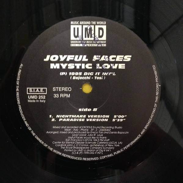 Joyful Faces - Mystic Love | Underground Music Department (UMD) (UMD 252) - 4 Joyful Faces - Mystic Love | Underground Music Department (UMD) (UMD 252) - 4