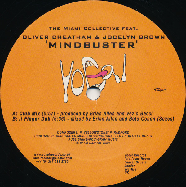 The Miami Collective Feat. Oliver Cheatham & Jocelyn Brown - Mindbuster | Vocal Records (VOC003) - 2 The Miami Collective Feat. Oliver Cheatham & Jocelyn Brown - Mindbuster | Vocal Records (VOC003) - 2