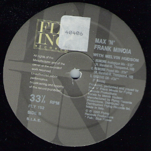 Max 'N' Frank Minoia With Melvin Hudson - Rumors | Flying Records (FLY 152) - 4 Max 'N' Frank Minoia With Melvin Hudson - Rumors | Flying Records (FLY 152) - 4