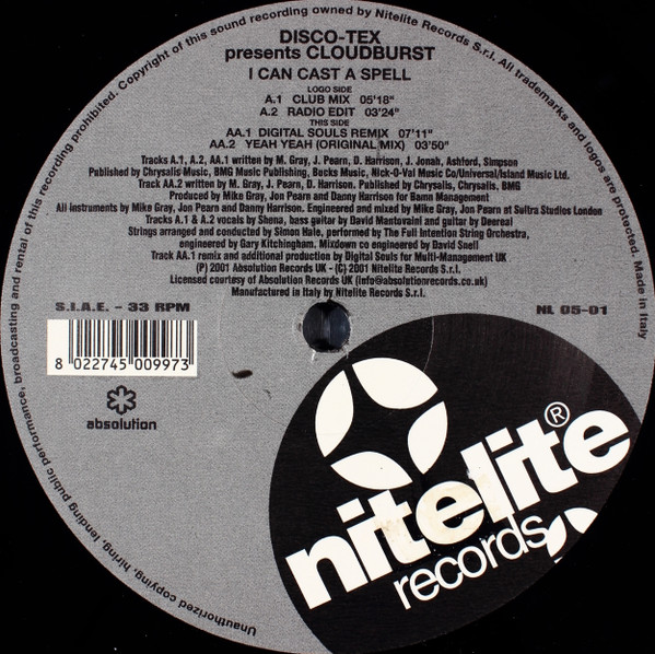 Disco-Tex Presents Cloudburst - I Can Cast A Spell | Nitelite Records (NL 05-01) - main Disco-Tex Presents Cloudburst - I Can Cast A Spell | Nitelite Records (NL 05-01) - main