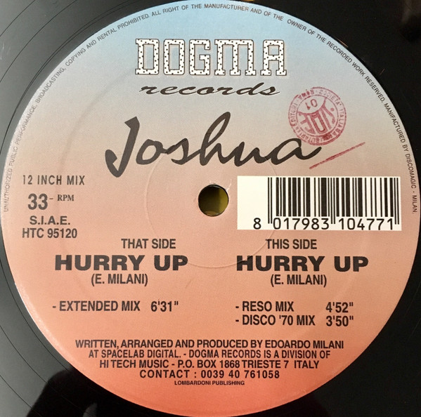 Joshua 1 - Hurry Up | Dogma Records (HTC 95120)