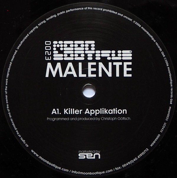Malente - Killer Applikation | Moonbootique Records (moon0023) - main Malente - Killer Applikation | Moonbootique Records (moon0023) - main