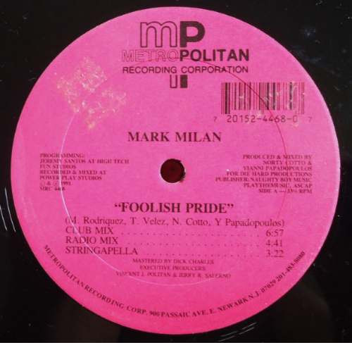 Mark Milan - Foolish Pride | Metropolitan Recording Corporation (MRC 4468) - main