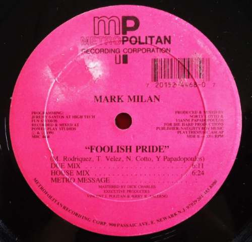 Mark Milan - Foolish Pride | Metropolitan Recording Corporation (MRC 4468) - 2