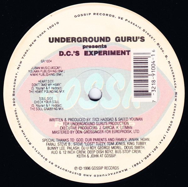 Underground Guru's Presents D.C.'s Experiment - Don't Take My Heart | Gossip Records (GR 1004)