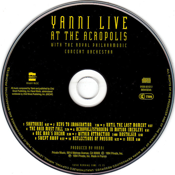 Yanni With The Royal Philharmonic Concert Orchestra - Live At The Acropolis | Private Music (01005 82122 2) - 3