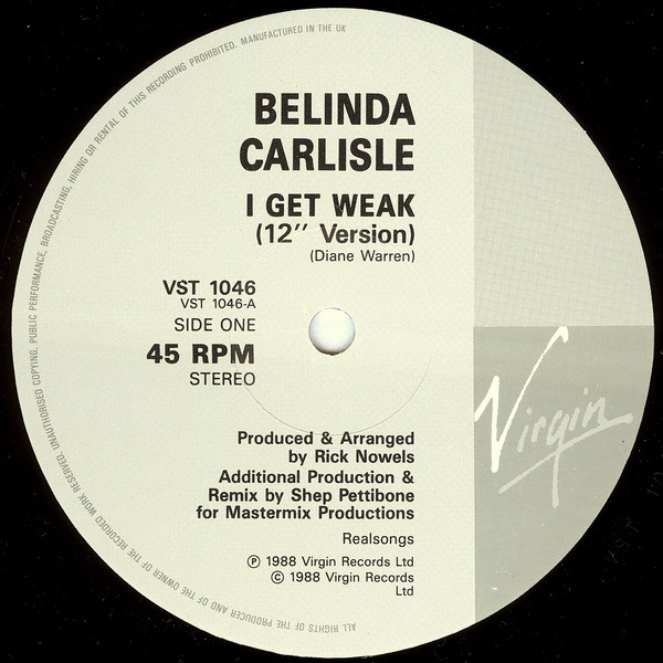 Belinda Carlisle - I Get Weak | Virgin (VST 1046) - 3