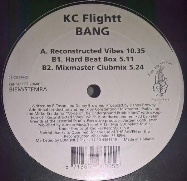 KC Flightt - Bang! | Food For Thought Records (FFT 706005) - 2