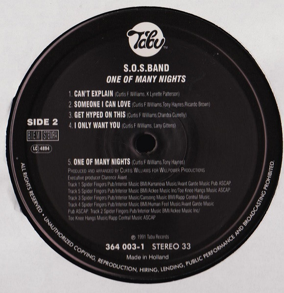 The S.O.S. Band - One Of Many Nights | Tabu Records (364 003-1) - 4 The S.O.S. Band - One Of Many Nights | Tabu Records (364 003-1) - 4