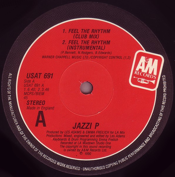 Jazzi P - Feel The Rhythm | A&M Records (USAT 691) - 3 Jazzi P - Feel The Rhythm | A&M Records (USAT 691) - 3