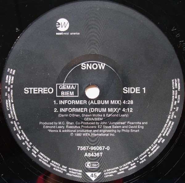 Snow - Informer | EastWest Records America (7567-96067-0) - 3 Snow - Informer | EastWest Records America (7567-96067-0) - 3