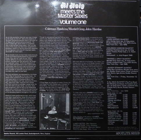 Al Haig & Coleman Hawkins & Wardell Gray & John Hardee - Al Haig Meets The Master Saxes, Volume One | Spotlite Records (SPJ139) - 2 Al Haig & Coleman Hawkins & Wardell Gray & John Hardee - Al Haig Meets The Master Saxes, Volume One | Spotlite Records (SPJ139) - 2