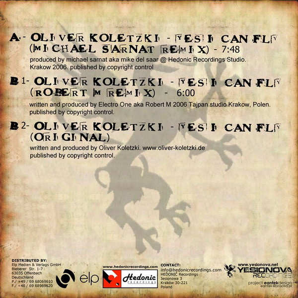 Oliver Koletzki - Yes I Can Fly | Yesionova Recordings (Yesionova 001) - 4 Oliver Koletzki - Yes I Can Fly | Yesionova Recordings (Yesionova 001) - 4