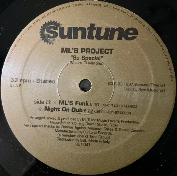 ML'S Project - So Special | Suntune (SUT 041)
