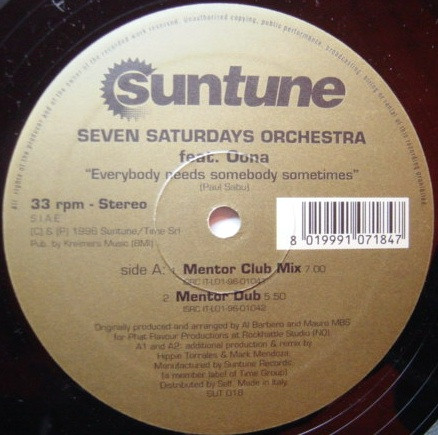 Seven Saturdays Orchestra & Oona - Everybody Needs Somebody Sometimes | Suntune (SUT 018) - main Seven Saturdays Orchestra & Oona - Everybody Needs Somebody Sometimes | Suntune (SUT 018) - main