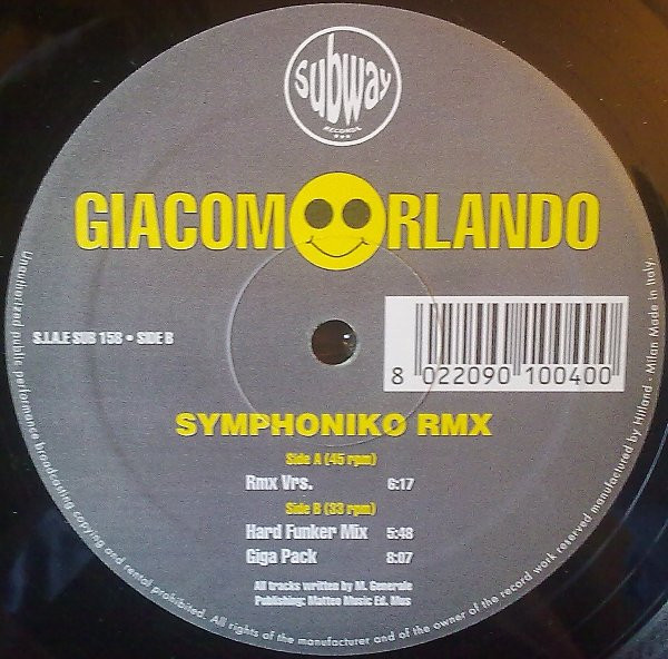 Giacomo Orlando - Symphoniko Rmx | Subway Records (SUB 158) - main Giacomo Orlando - Symphoniko Rmx | Subway Records (SUB 158) - main