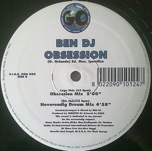 Ben DJ - Obsession | Go Ahead Records (GOA 008) - 3