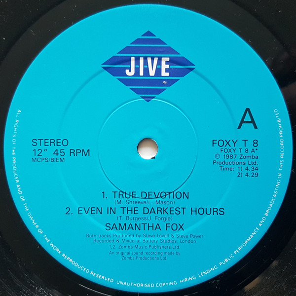 Samantha Fox - True Devotion | Jive (FOXY T8) - 3
