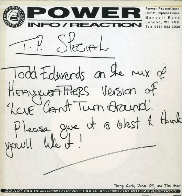Heavy Weather - Love Can't Turn Around (The Todd Edwards Mixes) | Pukka Records (12PUKKA06P2) - 2