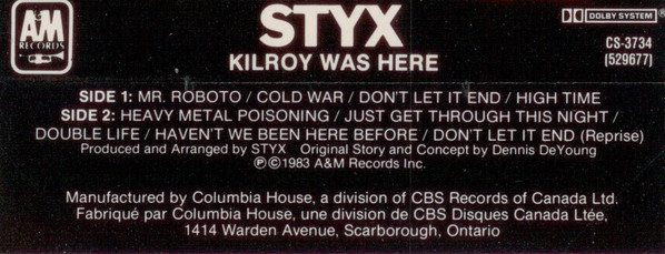 Styx - Kilroy Was Here | A&M Records (CS-3734) - 2 Styx - Kilroy Was Here | A&M Records (CS-3734) - 2