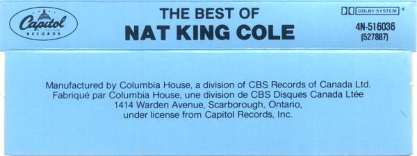Nat King Cole - The Best Of Nat King Cole | Capitol Records (4N-516036) - 2