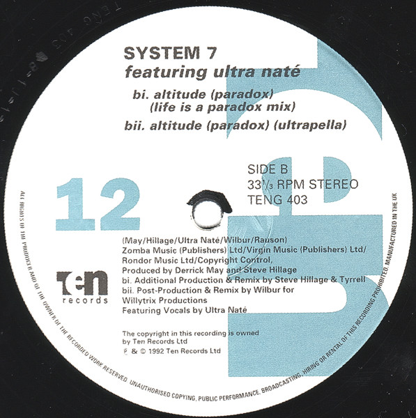 System 7 Featuring Ultra Naté - Altitude | 10 Records (TENG 403) - 5