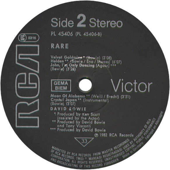 David Bowie - Rare | RCA Victor (PL 45406) - 4