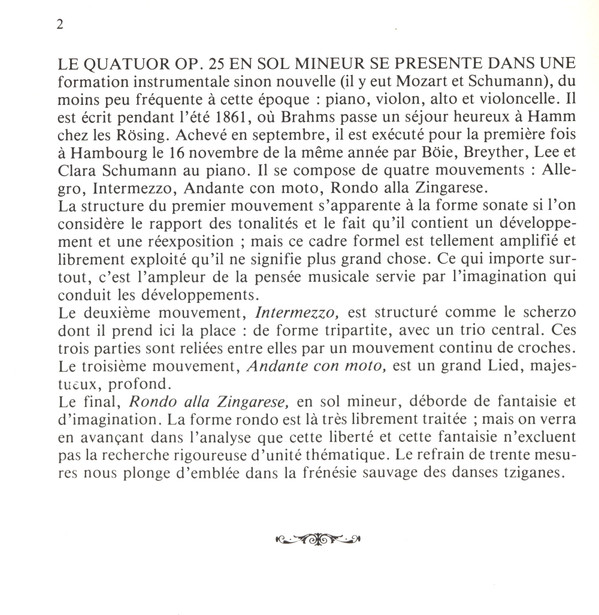 Quatuor Pour Piano & Corde Op. 25 · Sonate Pour Violon & Piano Op. 108