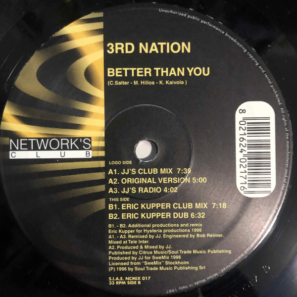 3rd Nation - Better Than You | Network's Club Records (NC MIX 017) - 4