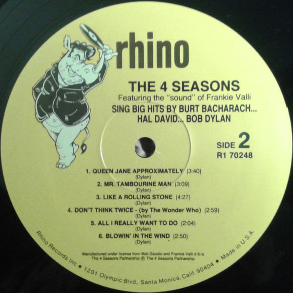 The 4 Seasons Sing Big Hits By Burt Bacharach... Hal David... Bob Dylan