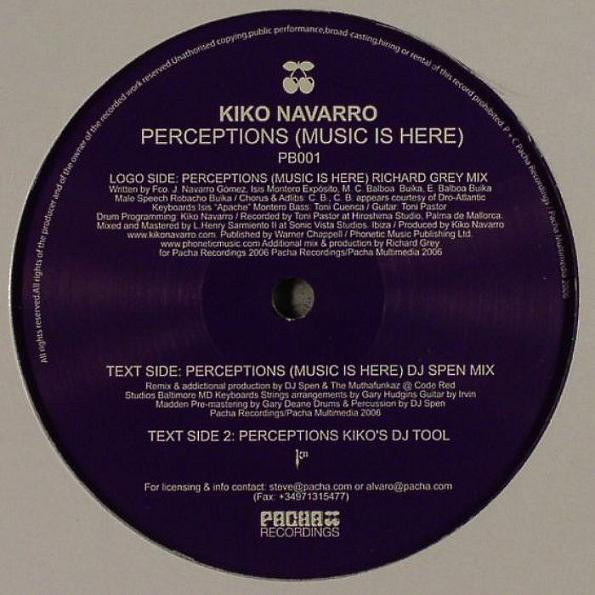 Kiko Navarro - Perceptions (Music Is Here) | Pacha Recordings (PB001) - main