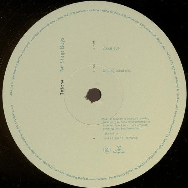Pet Shop Boys - Before | Parlophone (12RX 6431) - 4