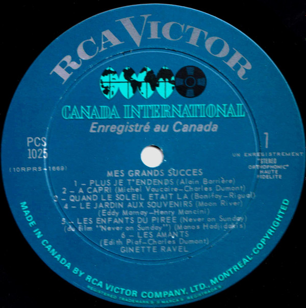 Ginette Ravel - Mes Grands Succès | RCA Victor (PCS-1025) - 3 Ginette Ravel - Mes Grands Succès | RCA Victor (PCS-1025) - 3