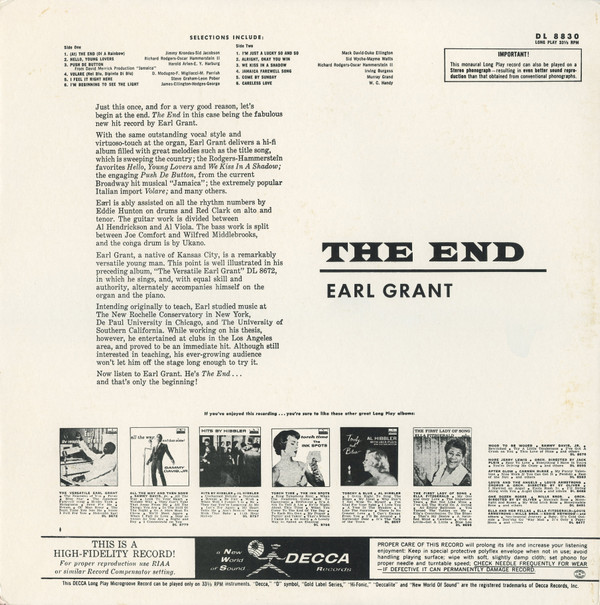 Earl Grant - The End | Decca (DL 8830) - 2