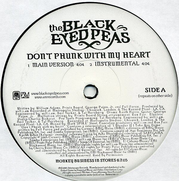 Black Eyed Peas - Don't Phunk With My Heart | Interscope Records (B0004799-11) - 3 Black Eyed Peas - Don't Phunk With My Heart | Interscope Records (B0004799-11) - 3