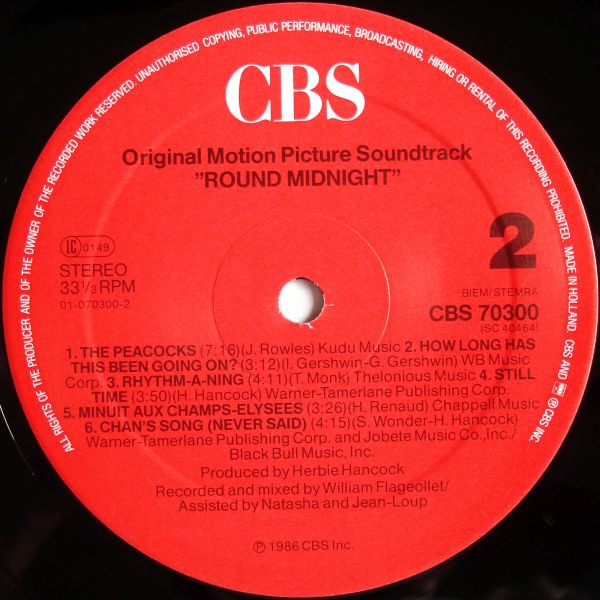 Herbie Hancock - Round Midnight (Original Motion Picture Soundtrack) | CBS (CBS 70300) - 4