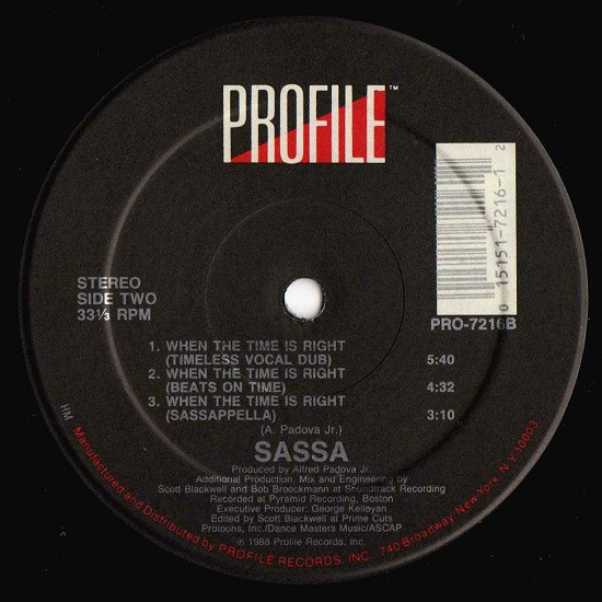 Sassa - When The Time Is Right | Profile Records (PRO-7216) - 2 Sassa - When The Time Is Right | Profile Records (PRO-7216) - 2